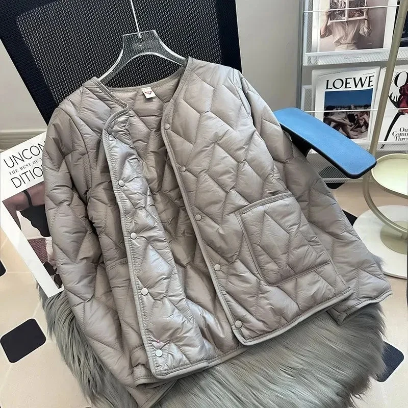 2023Autumn Winter Women Pure Colour Jacket Parkas Light And Thin Down Cotton Jackets Female Loose Casual Short Coat Warm Outwear