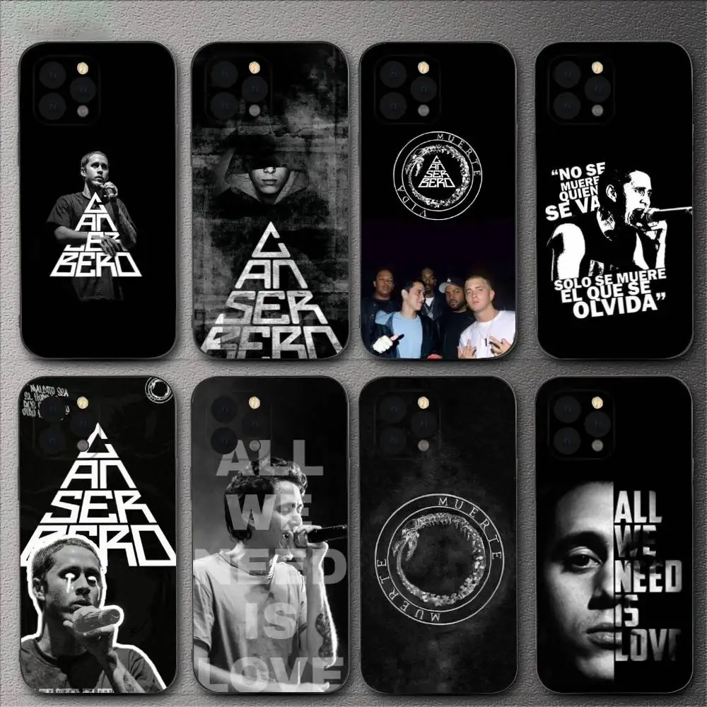 Funda de teléfono R-Residente Canserbero para iPhone 16,15,14,13,12,11, XS, XR, X,8,7, Pro, Max, Plus, mini funda negra de silicona
