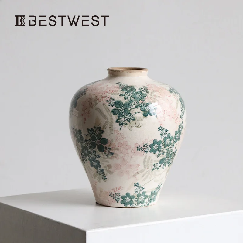 DSA high-end ceramic vase ornament light luxury Chinese living room desktop decoration flower utensils hotel model  decoration