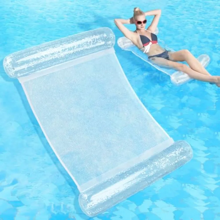 

Pool Float Hammock Inflatable Water Glitter 4-in-1 Multi-Purpose Inflatable Swimming Pool Floats Adults PVC Water Hammock Loung