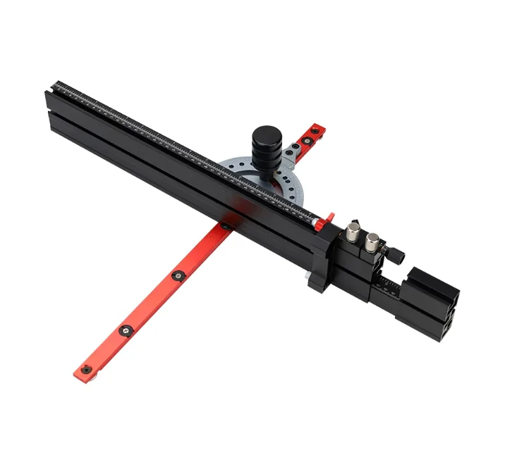 Adjustable angle oblique cutting push ruler with saw and oblique cutting gauge matched with 19MM groove 3/4 slide rail