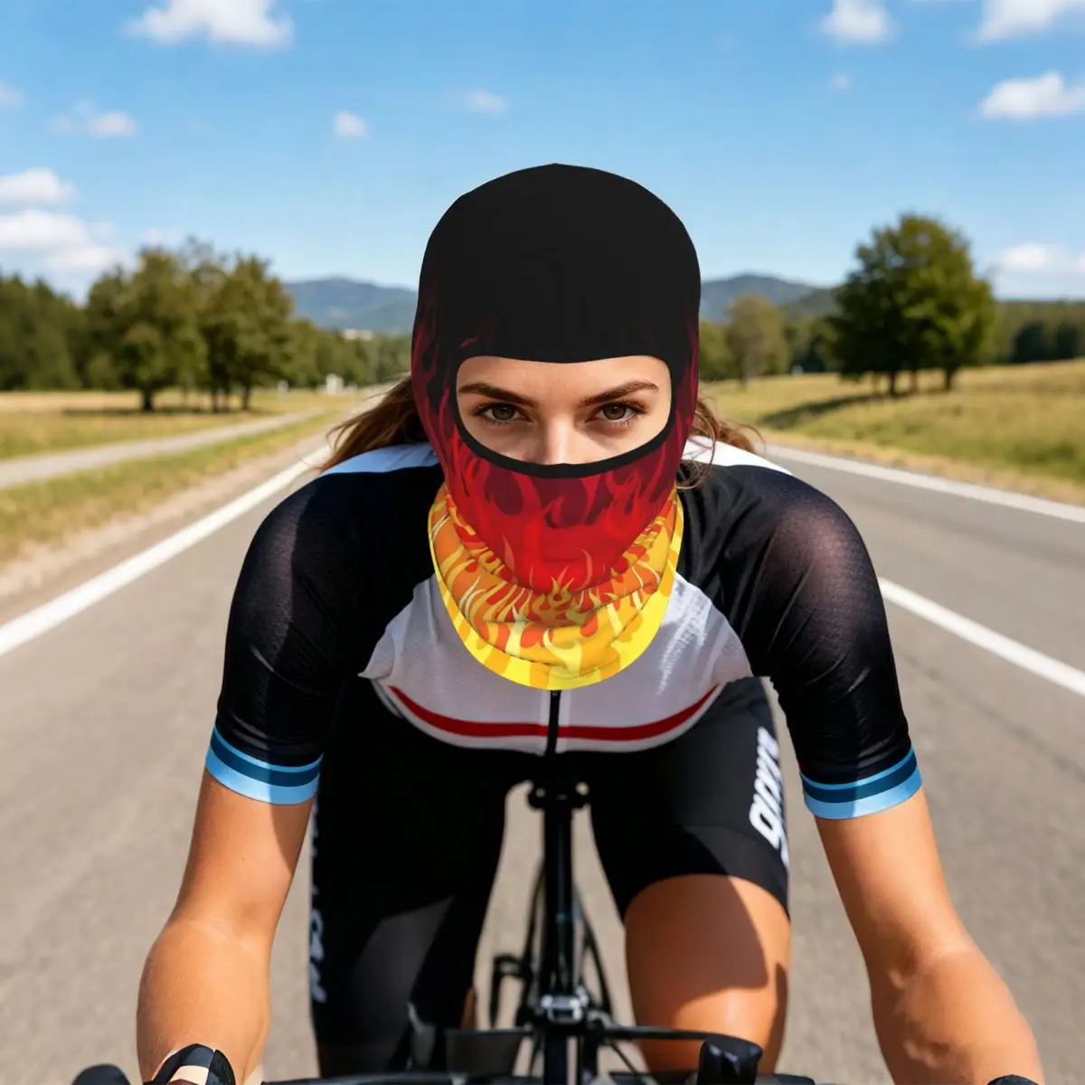Red Hot Rod Flame On Edge Black Background Balaclava Full Face Mask Sun Protection Neck Gaiter For Motorcycle Cycling Outdoor