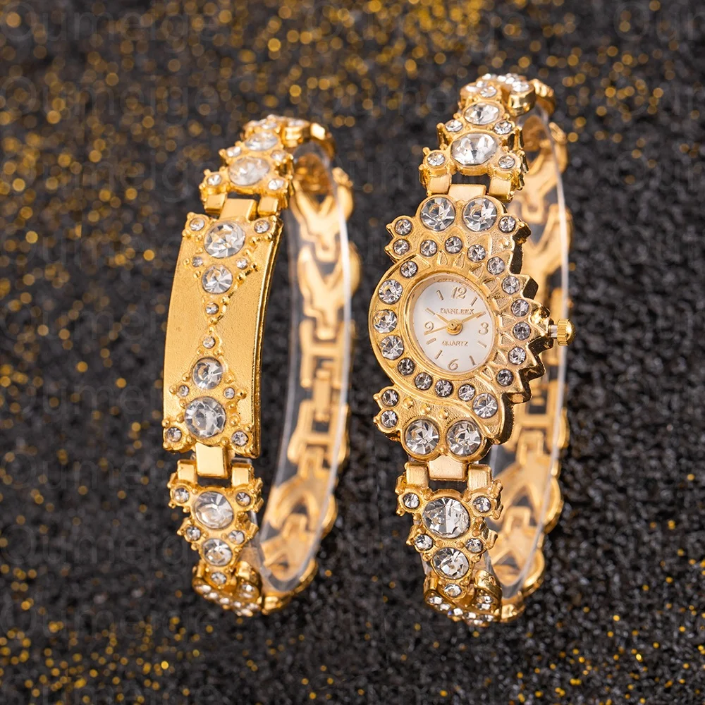 2pcs Top Brand Luxury Women Bracelet Watch Full Diamond Quartz Watches Woman Elegant Ladies Watch Female Clock relogio feminino