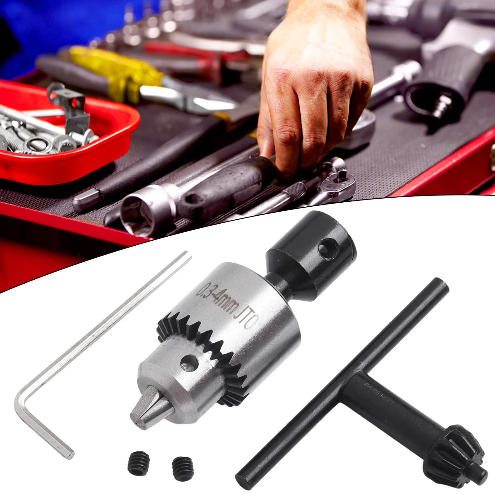 JT0 Drill Chuck Set Includes T Spanner L Spanner and Connector for Electric Motor Shafts with 0.3 to 4mm Clamping Diameter Range