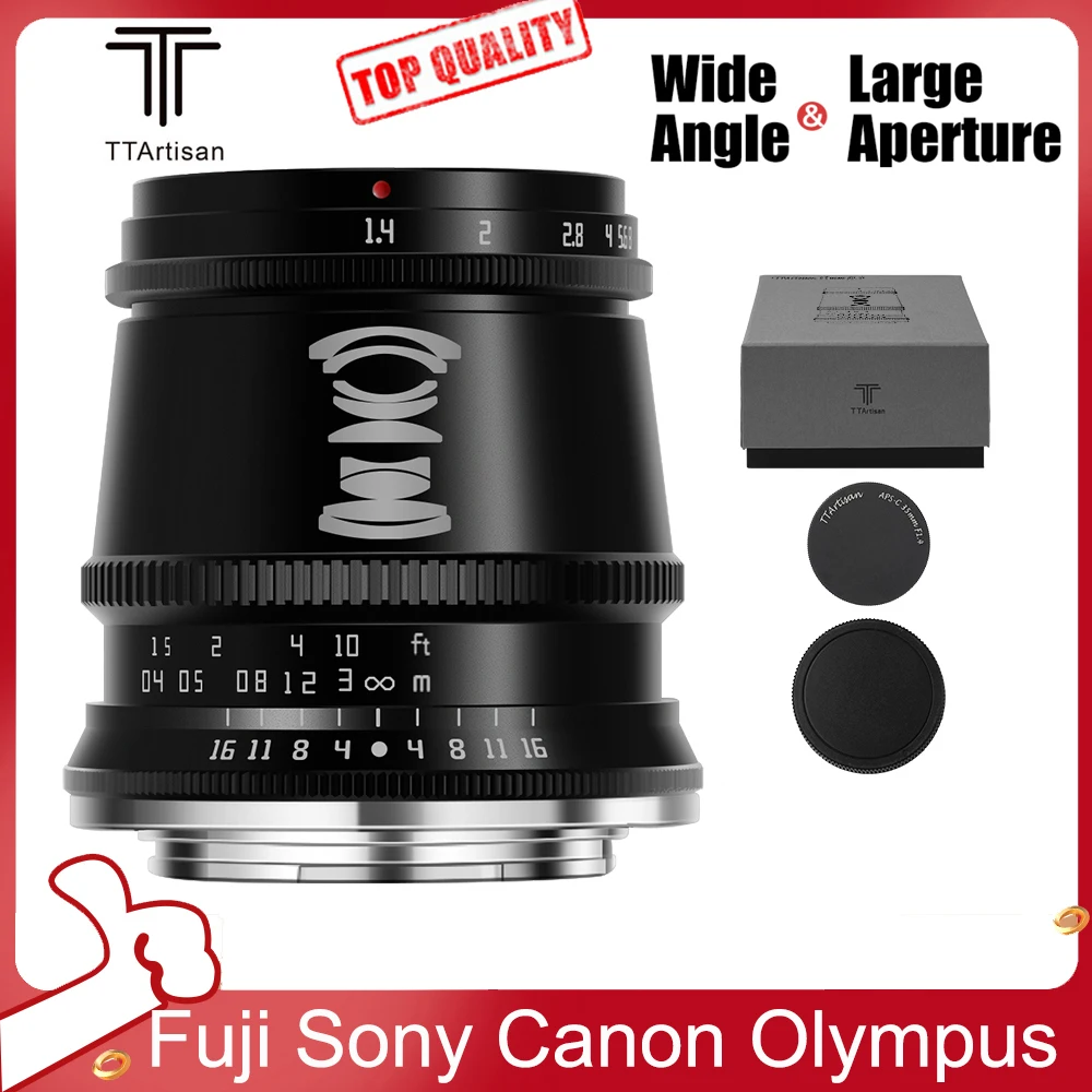 

TTArtisan 17mm F1.4 APS-C MF Wide Angle Large Aperture Camera Lens for Fujifilm X Canon M EF-M EOS-M Sony E Olympus M4/3 Mount