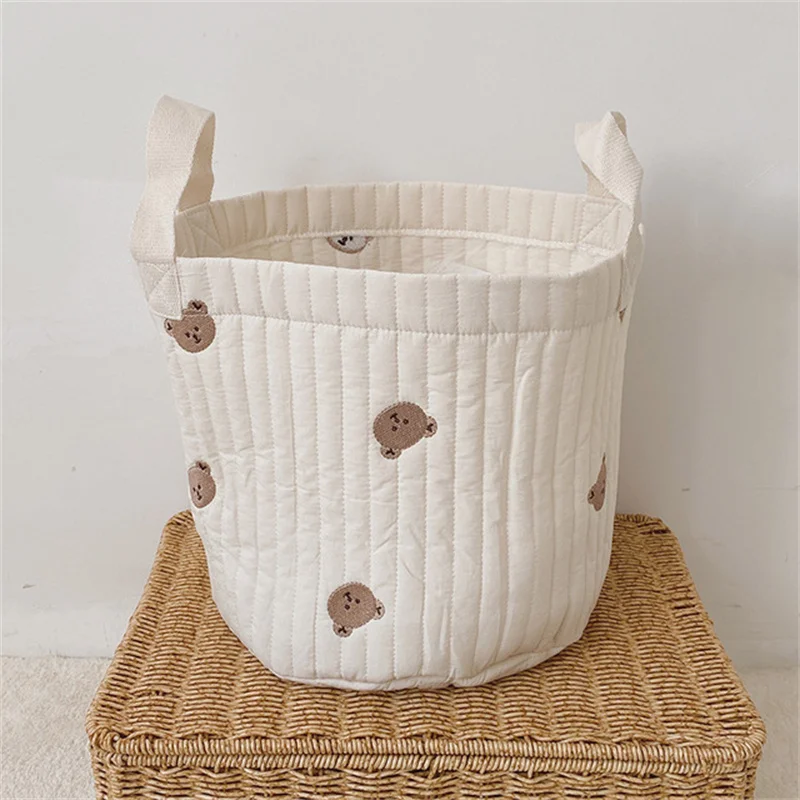 Storage Baskets,Bottles,Towels, Toys, Baby Clothes Decorative Organizer Bins Tote Bag Handbag with Embroidery for Diapers