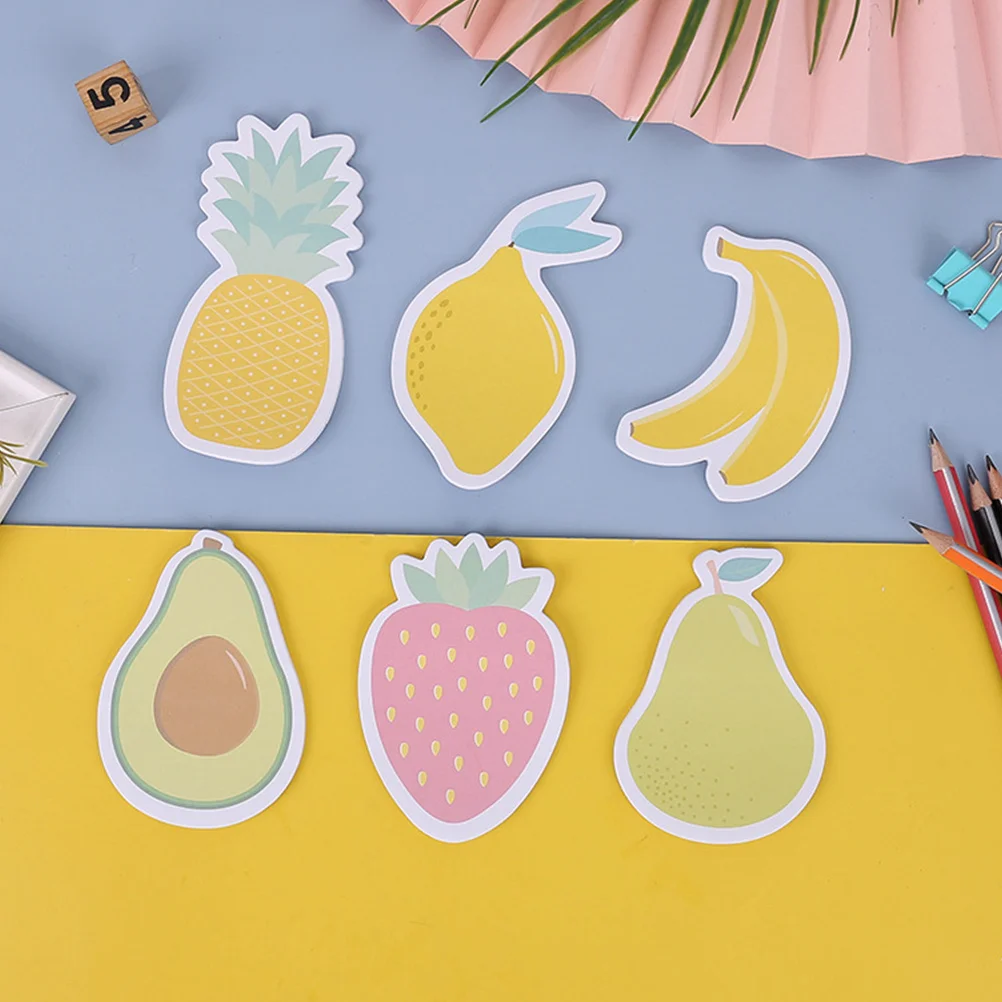 6 blocchetti memo decorativi adesivi pelabili per frutta, divertimento carino, materiale scolastico per ufficio, frutta carina