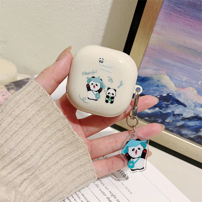 حافظة لهاتف سامسونج جالاكسي Buds FE/Buds 2 pro/Buds 2/Buds pro/buds Live، تصميم حيوان لطيف غطاء حماية لسماعات الأذن البيضاء الإبداعية