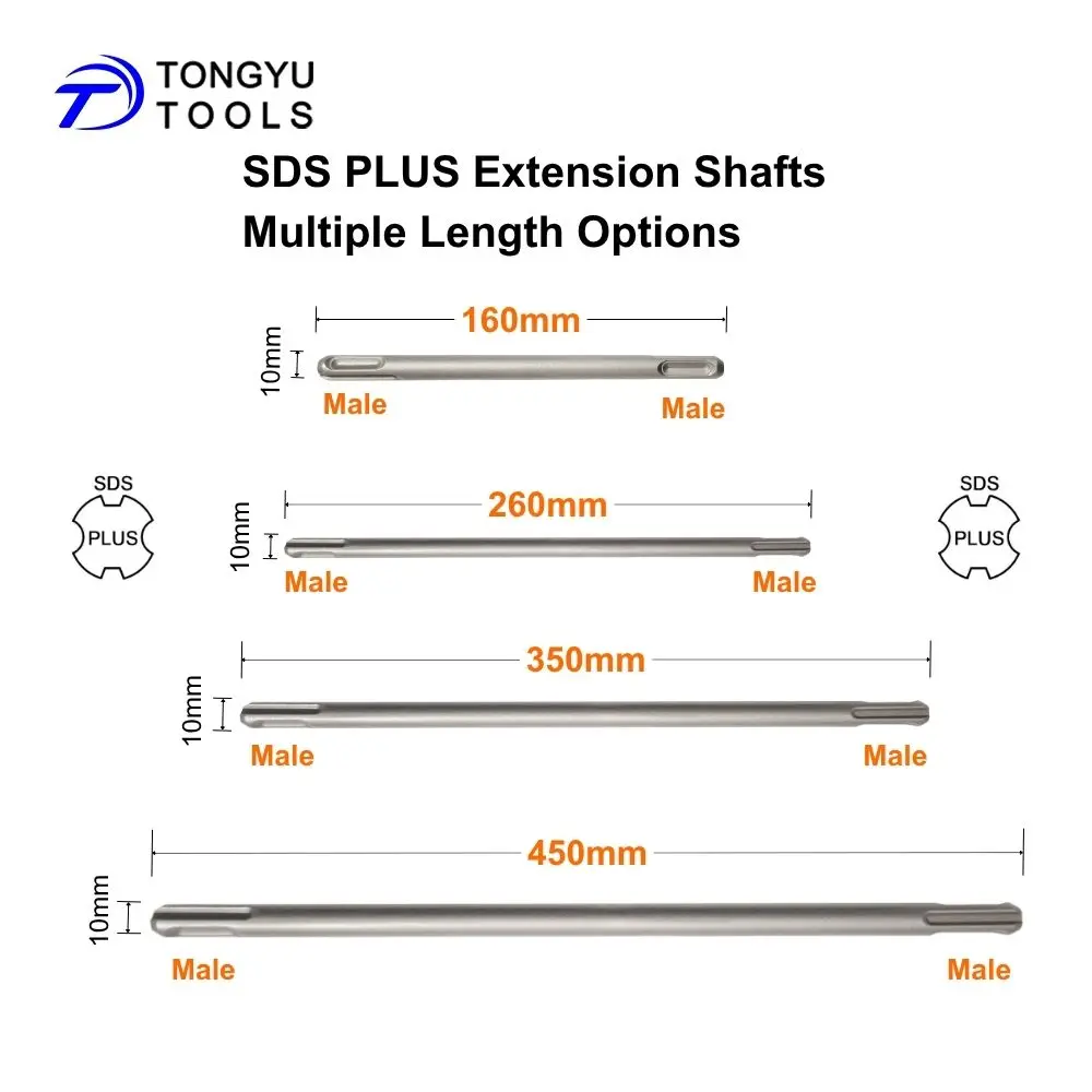 Imagen 6: Adaptador de Extensión SDS Plus, Acoplador Plus-Lock con Eje de Extensión Opcional para Martillo Rotatorio, Perforación de Largo Alcance