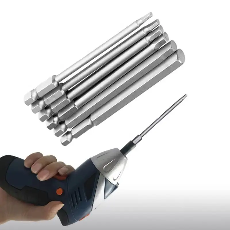 8pcs 100mm Hex Head Allen Wrench Drill Bits Set SAE Electric Hexagonal Bit Screwdriver Socket Bit Power Tool Parts