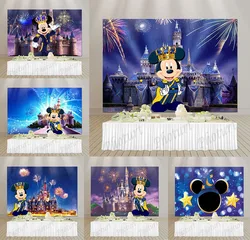 Disney Royal Crown Mickey Mouse Backdrop Kids Birthday Party Baby Shower Background Castle Photobooth Poster Decor Props