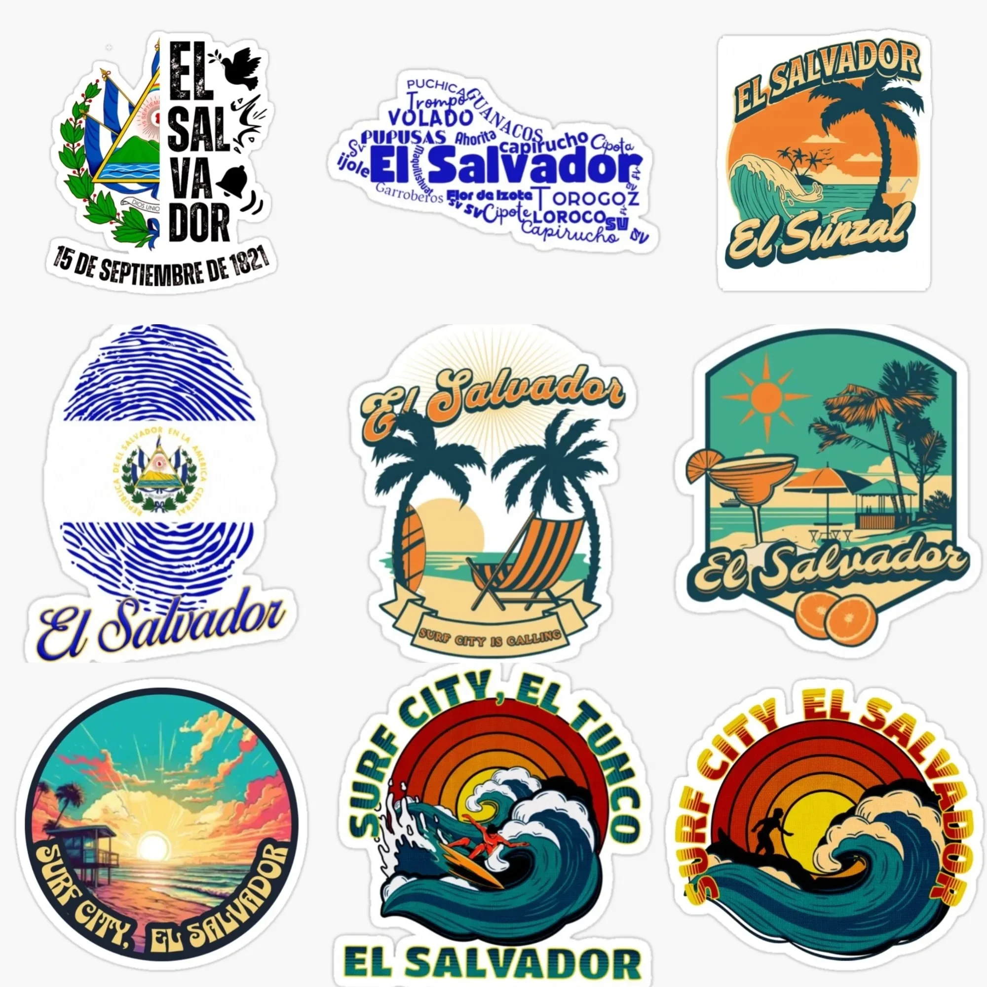 ES El Salvador Flag Map SURF Emblem Creative Sticker for Decorate Car Van Truck Bicycle Helmet Wall Fridge Decal Accessories