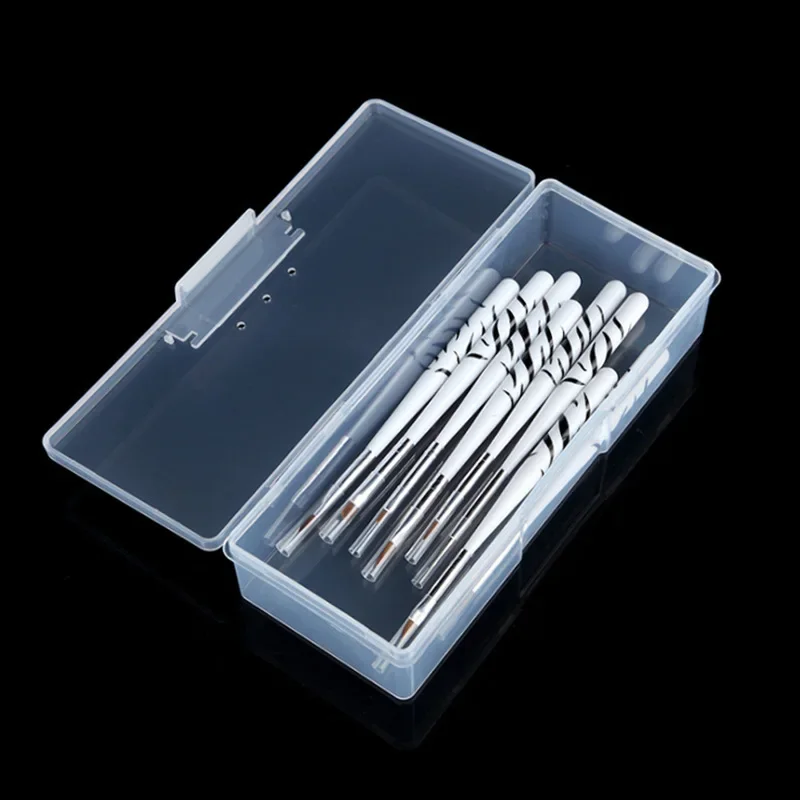 Caja de almacenamiento transparente de plástico para decoración de uñas, pincel con diamantes de imitación, bolígrafo, limas de pulido, contenedor, 1 Uds.