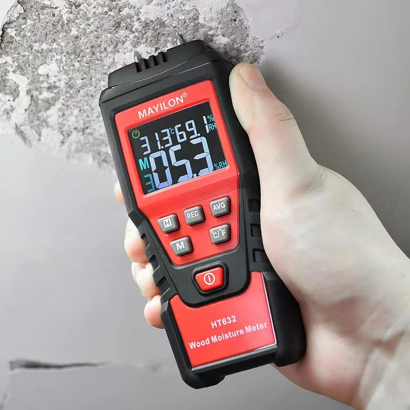 HT632 Digital Wood Moisture Meter Two Pins Humidity Hygrometer Concrete Cement Brick Detector New Type LCD Display Mayilon