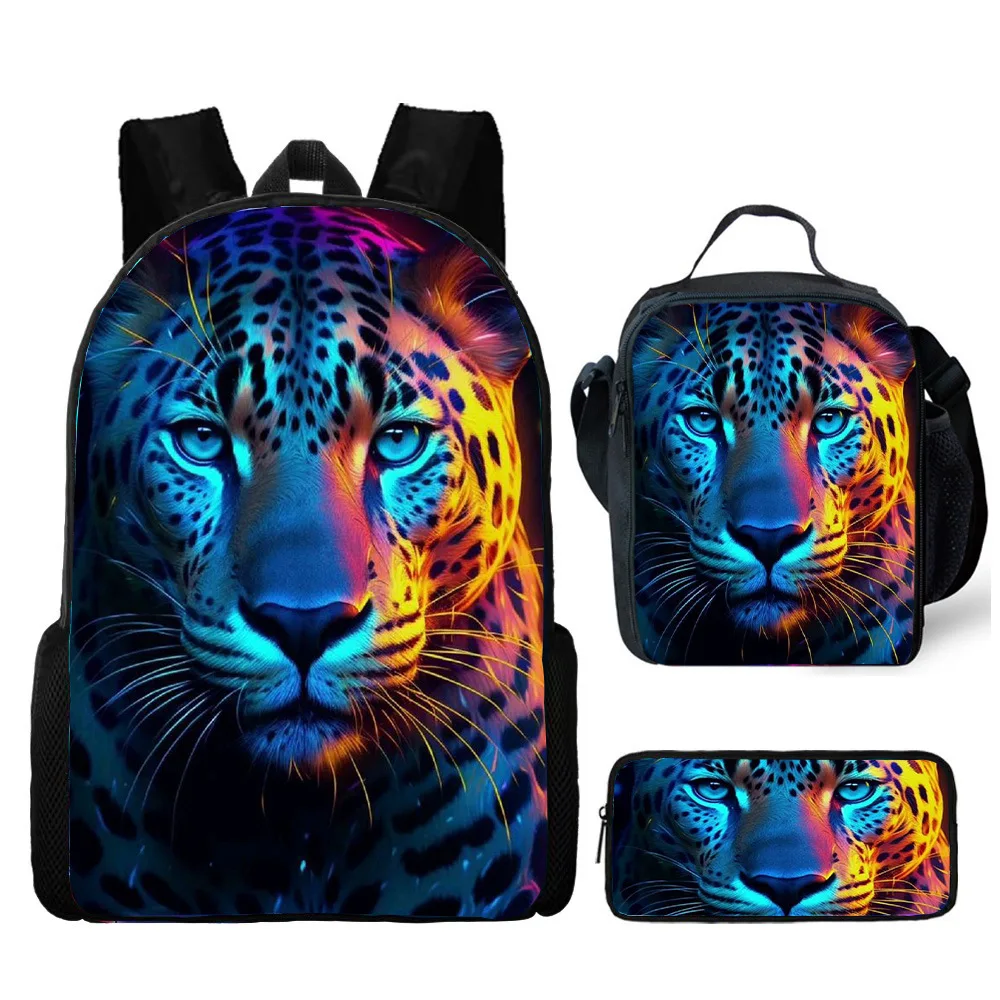 Student Tiger Printed Backpack 1-6 Grades Children's Bag Boys Kindergarten Backpack Meal Bag Pen Bag Girls 6-12 Years Old
