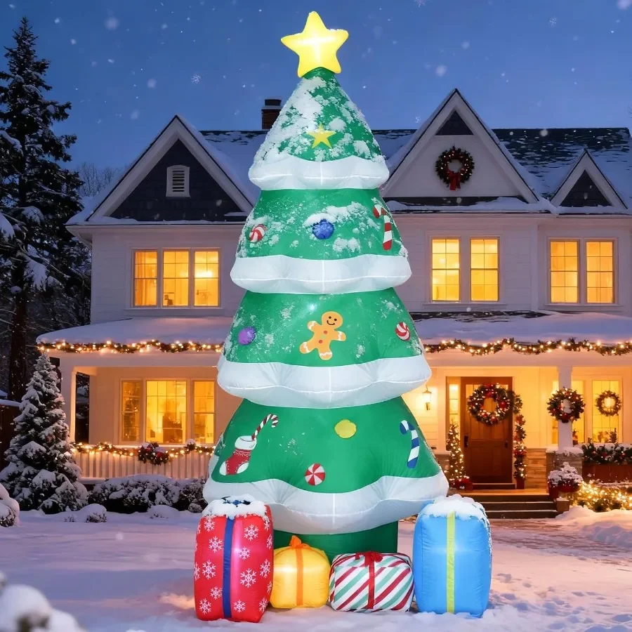 10FT Christmas Inflatables Christmas Tree Inflatable Outdoor Decoration Blow Up Holiday Decor for Yard Lawn Backyard Home