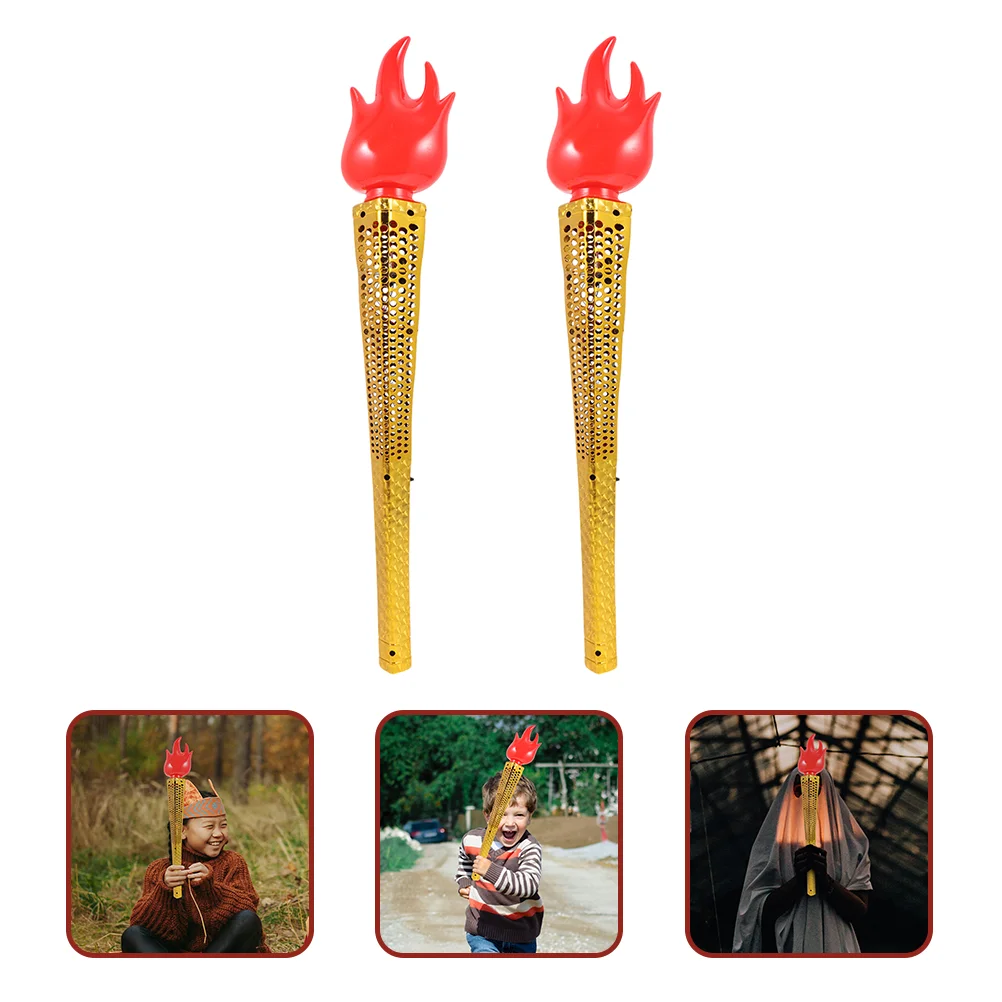 

2 Pcs Simulation Torch Plastic Torches Tool Children’s Toys Kids Plaything Handheld Shine Realistic