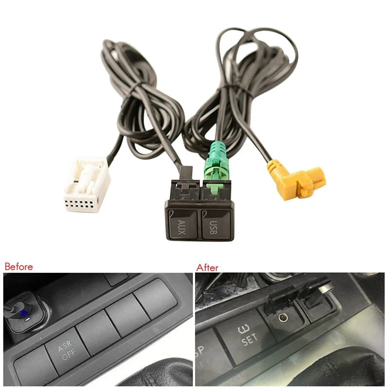 Car USB AUX Switch Cable USB Audio Adapter RCD510 RNS315 For-Passat B6 B7 Golf 5 MK5 Golf 6 MK6 Jetta 5 MK5