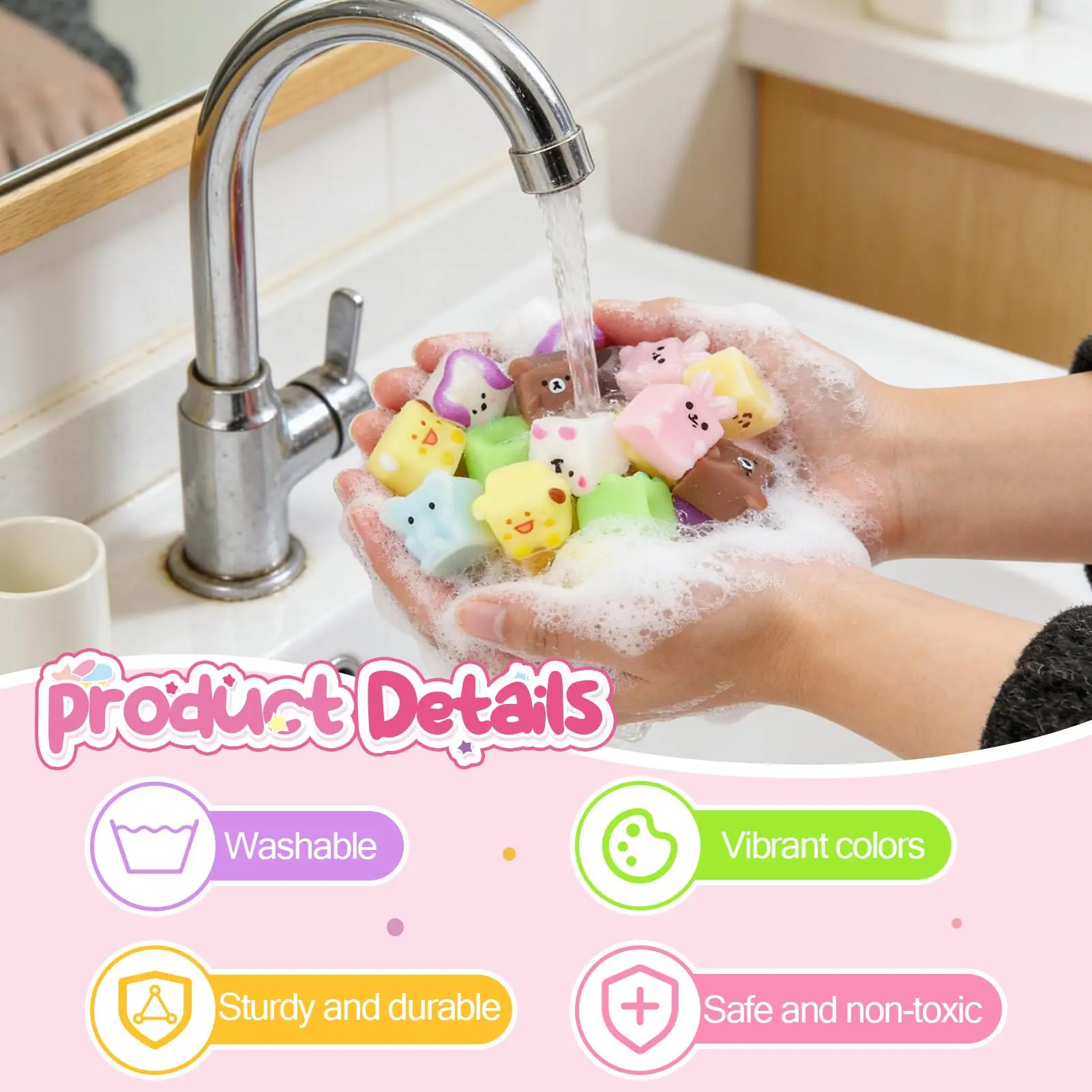6/12/24 Stück Mochi Squishy Spielzeuge Niedliche Würfel-Tierfiguren Quetsch-Stressabbau-Spielzeuge Kindergeburtstag Party-Geschenk Klassenzimmer Geschenktüten-Füller – Detail 6