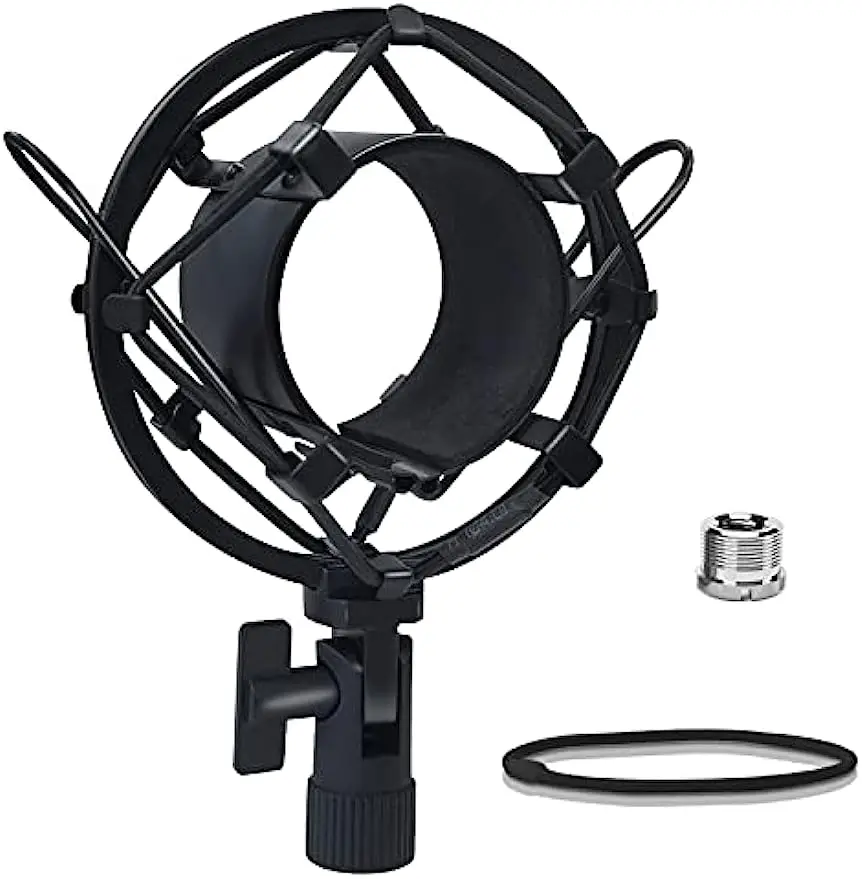 Microphone Shock Mount Holder, Anti-Vibration Suspension Shock Mount Mic Holder Clip for 43mm-47mm Diameter Condenser Microphone