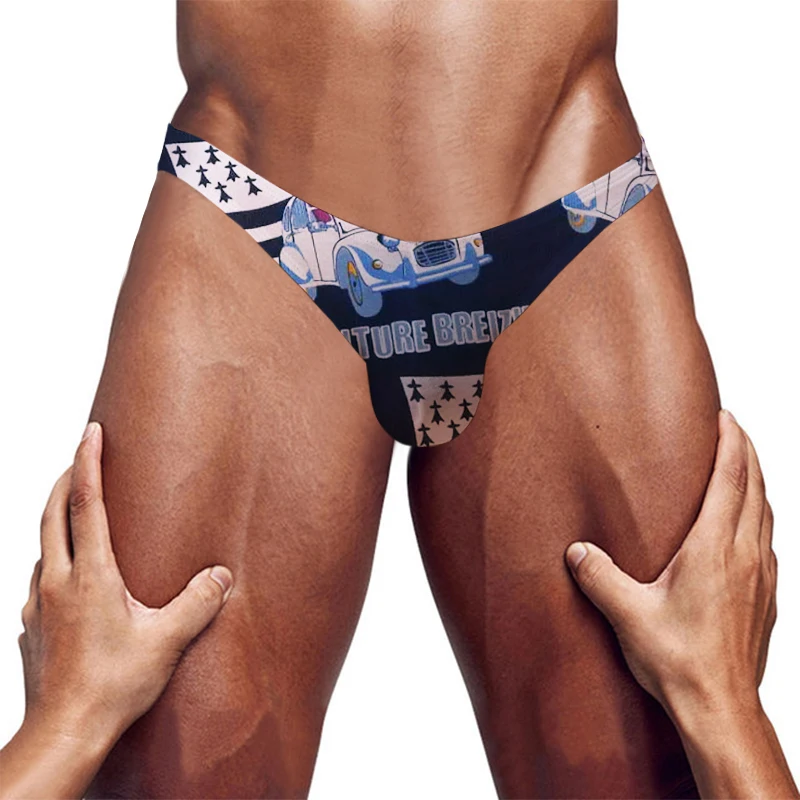 ADANNU Independent Codpiece Bielizna męska Anti Pinch Cut Miękki materiał z nadrukiem Niesensywna etykieta Niewidoczne spodenki do owijania