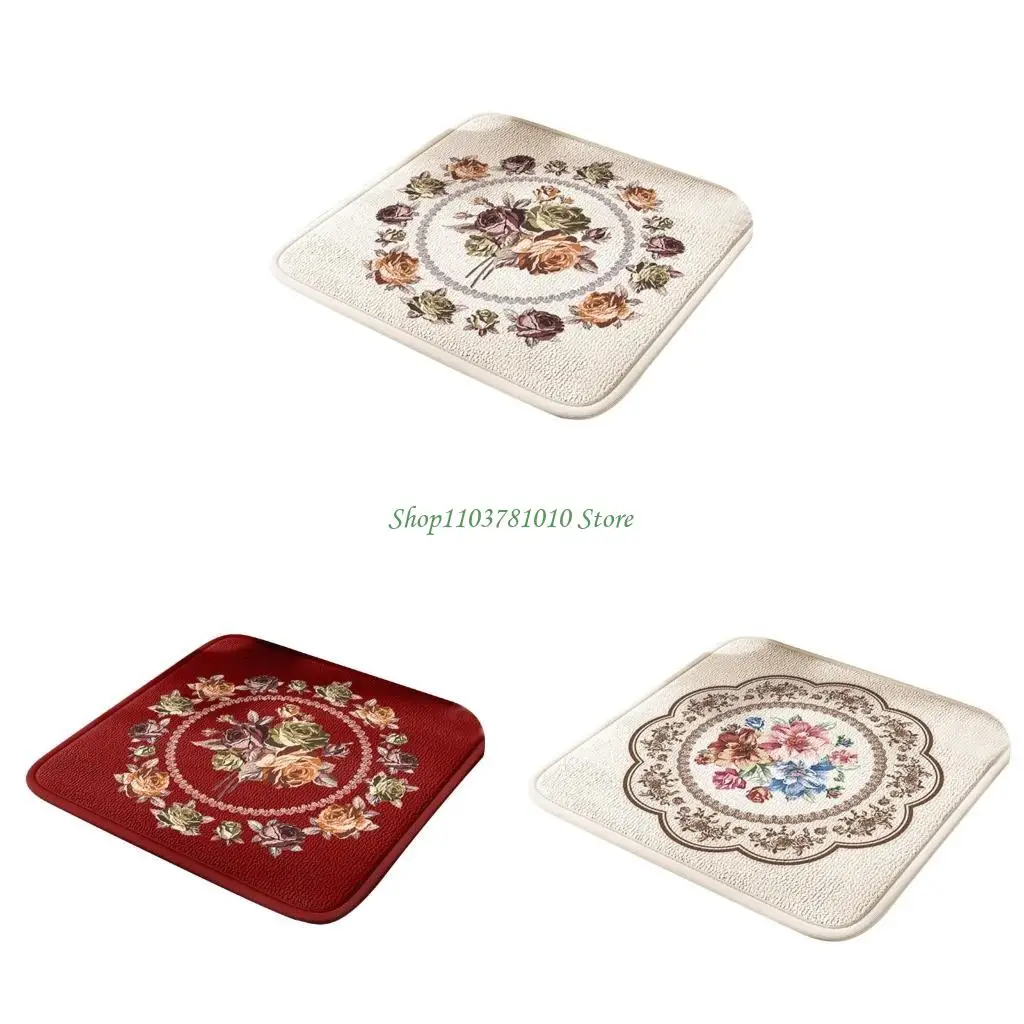 

U55D Memory Foam Chair Seats Pad with NonSlip Bottom Flower Pattern Seats Cushions