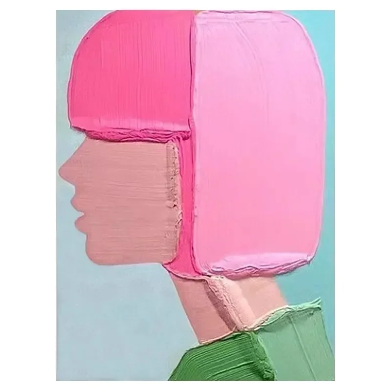 

Pure hand-painted oil painting, living room decoration painting ins wind abstract girl texture painting wabi sabi wind