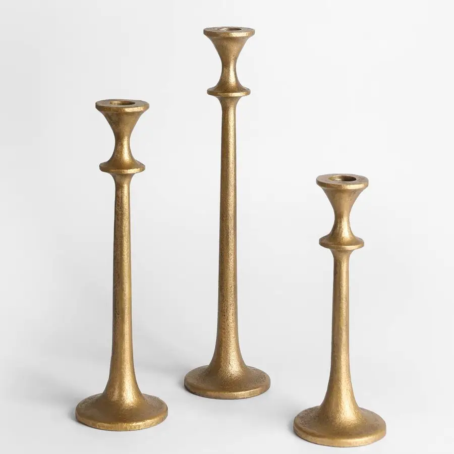 

Taper Candle Holder Set of 3 Decorative Candle Stand Candlestick Holder for Wedding, Dinning, Party Antique Brass