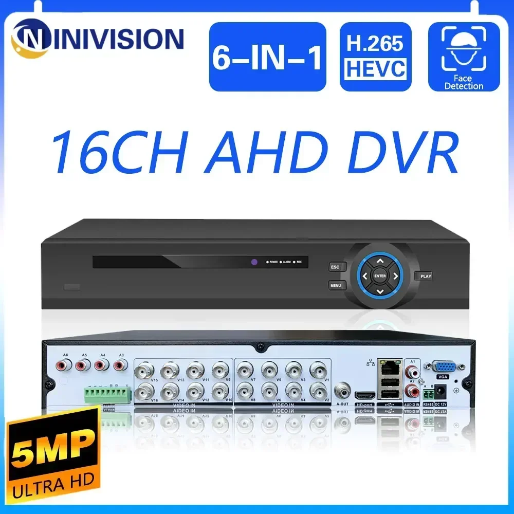 

5MP AHD 16 Channel AHD DVR NVR Hybrid 6 in 1 Video Recorder for 5MP 1080P TVI CVI CVBS AHD IP CCTV Security Camera with 4TB HDD