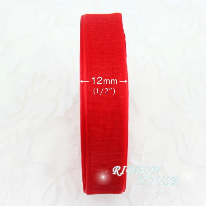 (50 yards/roll) 1/2''(12mm) wholesale red organza ribbons gift wrapping decoration Christmas ribbons