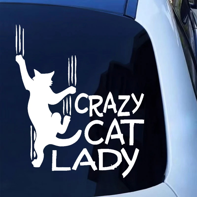 

CS-10580# Vinyl Decal Crazy Cat Lady Car Sticker Waterproof Auto Decors on Truck Bumper Rear Window