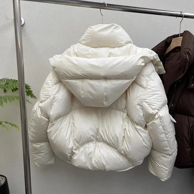 Winter Short Parkas Women's Cotton-padded Clothes Add Velvet Thicken Outerwear Fur Collar Removable Hooded Coats Warm Jackets