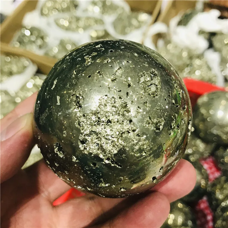 Natural Pyrite Sphere Stone Ball crystal Mineral Quartz Specimen Healing