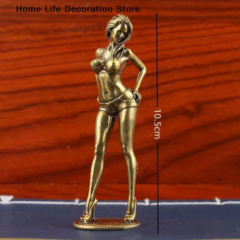 【H】Alloy Finish Feminine Statue Exquisite Handcraft Retro Aesthetic For Home Office Shelf Decor Art Collection Gift
