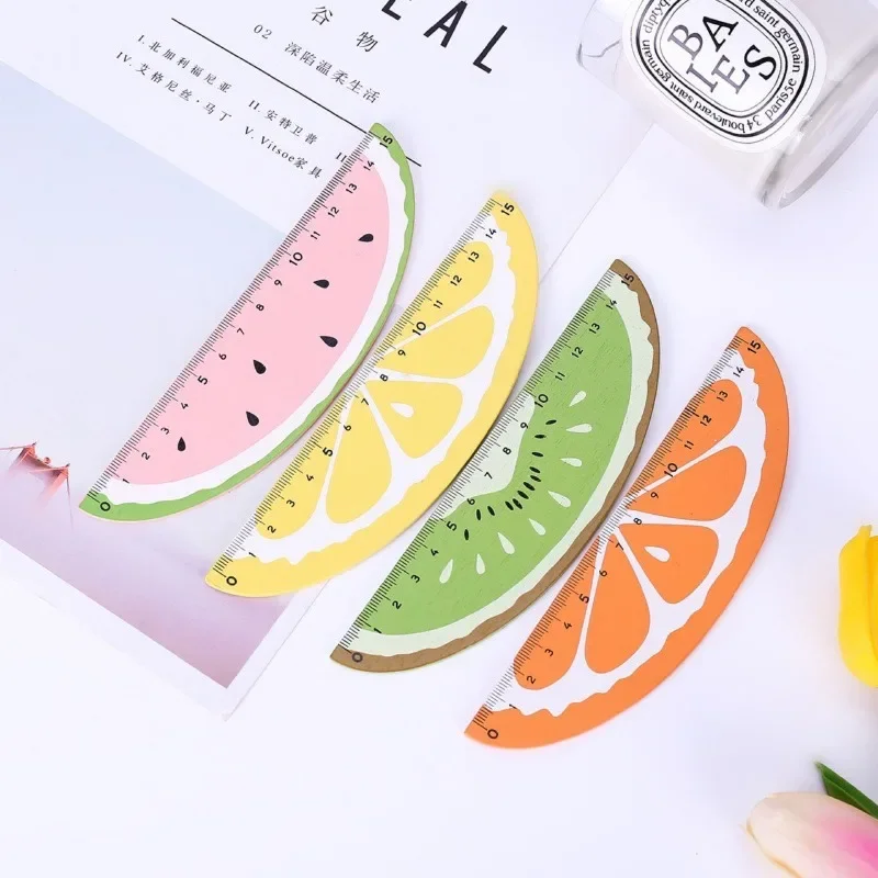 Fruit Shaped Wooden Student Ruler 15cm Stationery Ruler, Sewing Measuring Tool, Student Learning Drawing Stationery Ruler