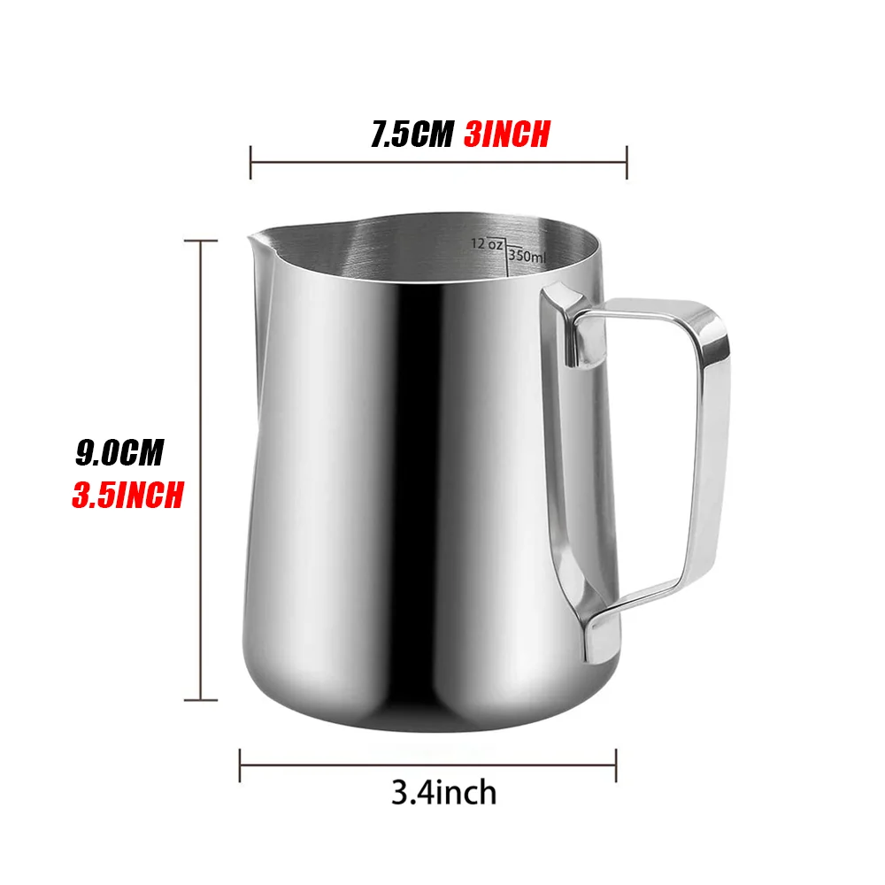 Milchaufschäumkrug Kaffee Milchaufschäumer Krug Edelstahl Nespresso Tassen für Latte Art Barista Kaffee Zubehör leicht zu reinigen – Detail 3