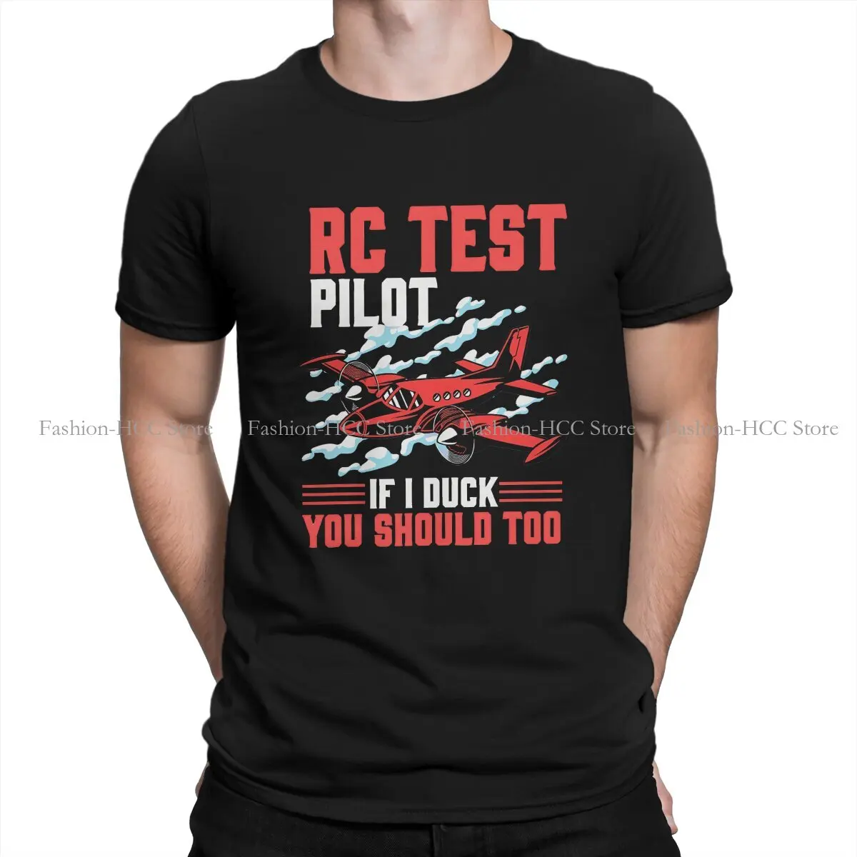 Rc Test Pilot Hipster Polyester TShirts Airplane Model Male Style Streetwear T Shirt Round Neck