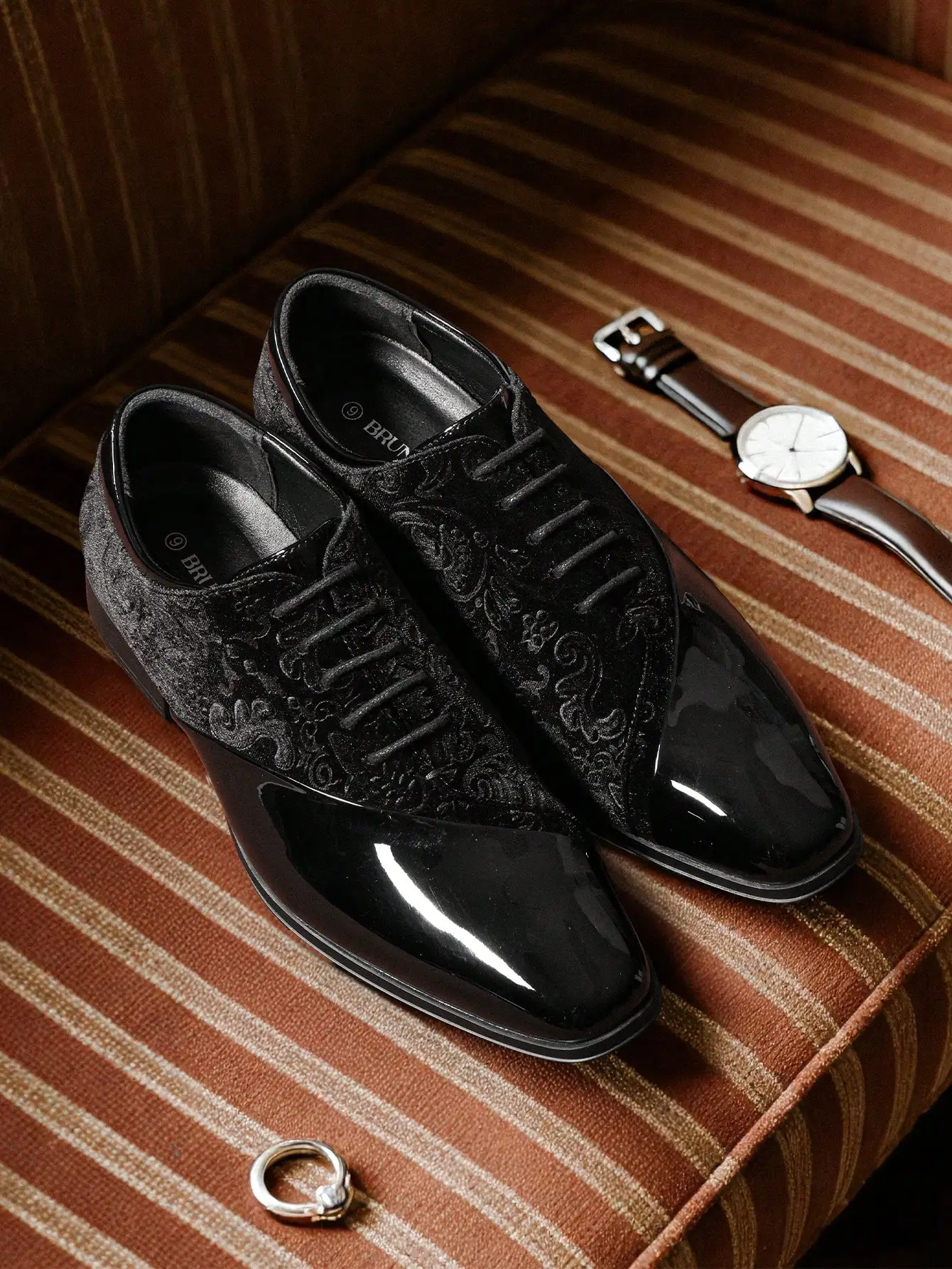 Men's Dress Shoes Classic Lace-Up Caden Glossy Velvet Formal Oxford For Business Dinners Parties Cocktail Events Weddings Valentine's Day Gifts，sx2501100789405322