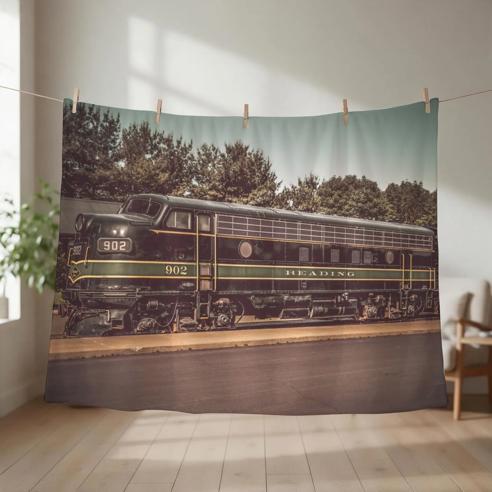 Reading Locomotive 902 Throw Blanket Beautifuls Plaid Beach Multi-Purpose Blankets