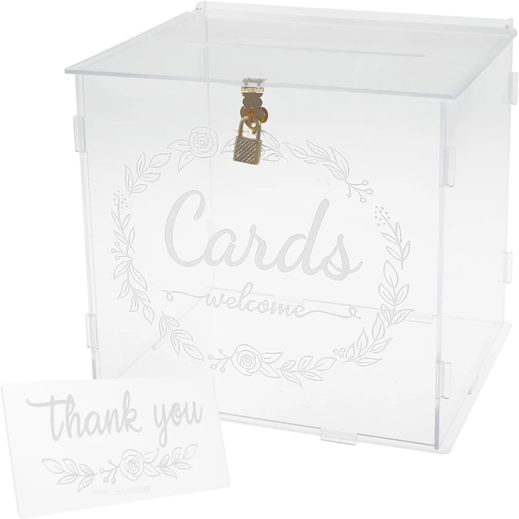 

Transparent,easily Used and Exquisite clear Acrylic Card Box for Marriage Reception Shower Anniversary Gifts Birthday