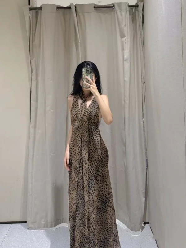 

Faionable Leopard Print Animal Pattern Scarf Dr V-ne Svel Women's Dr Spicy Girl Sle Knitted Polyester Fiber