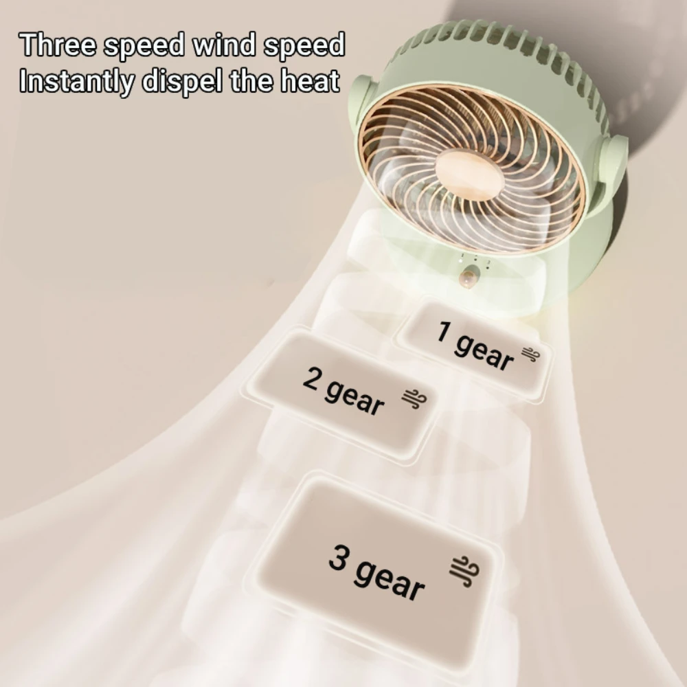 مروحة كهربائية لتدوير الهواء المكتبي، مروحة سطح المكتب تدور تلقائي 360 درجة مع 3 سرعات USB قابلة لإعادة الشحن، مروحة هادئة لغرفة النوم والمكتب المنزلي