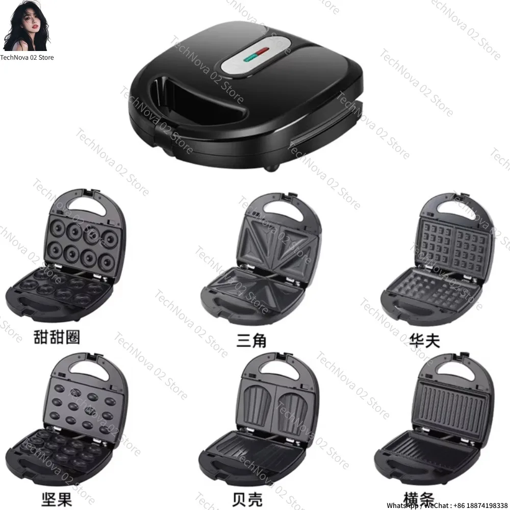 6-in-1 Sandwich Maker Electric Griddle Double Sided Heating Multifunctional Breakfast Machine Home Baking Appliance