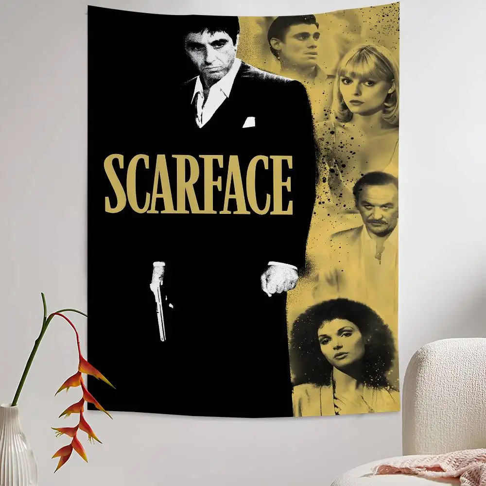 Movie S-ScarfaceS Cartoon Tapestry Art Science Fiction Room Home Decor Wall Hanging Sheets