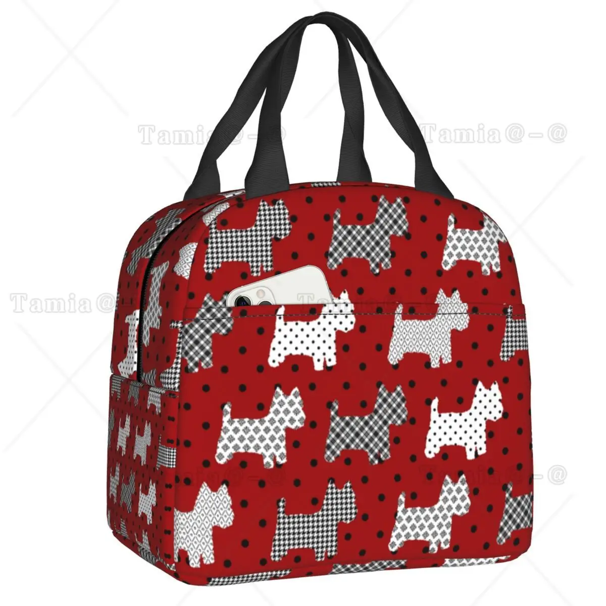 

Westies изолированная сумка для ланча в горошек с мультяшным рисунком герметичная теплая термо-сумка для ланча для детей West Highland White Terrier Dog