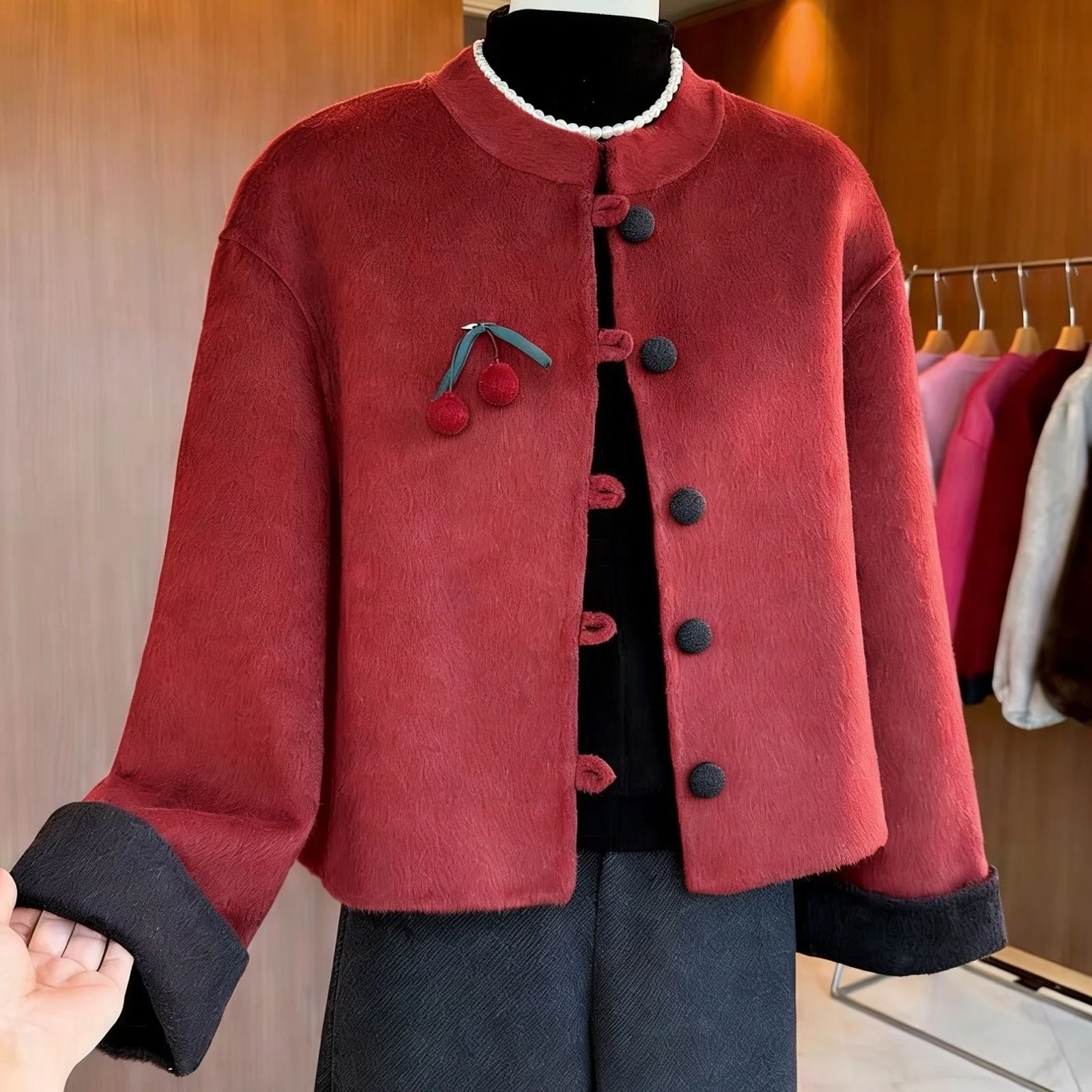 

Faionable ort Double-Sided Woolen Coat New Chinese Sle for Small Women High End Autumn Winter Ladies Jaet Commute Kor...