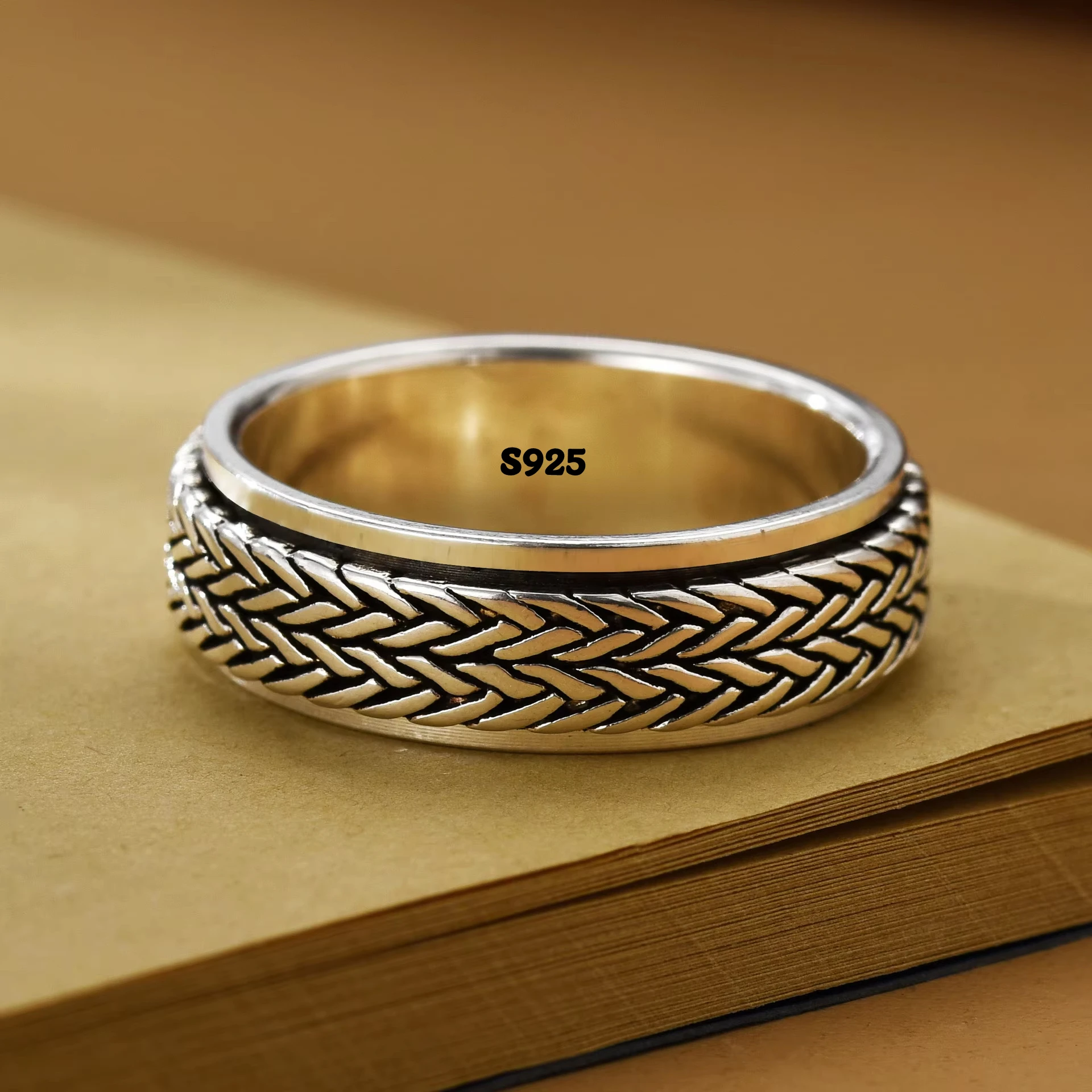 S925 Sterling Silver Rings Argent 925 Rings For Women Men Spinner Pure Silver Ring Solid Silver Jewelry Birthday Gifts
