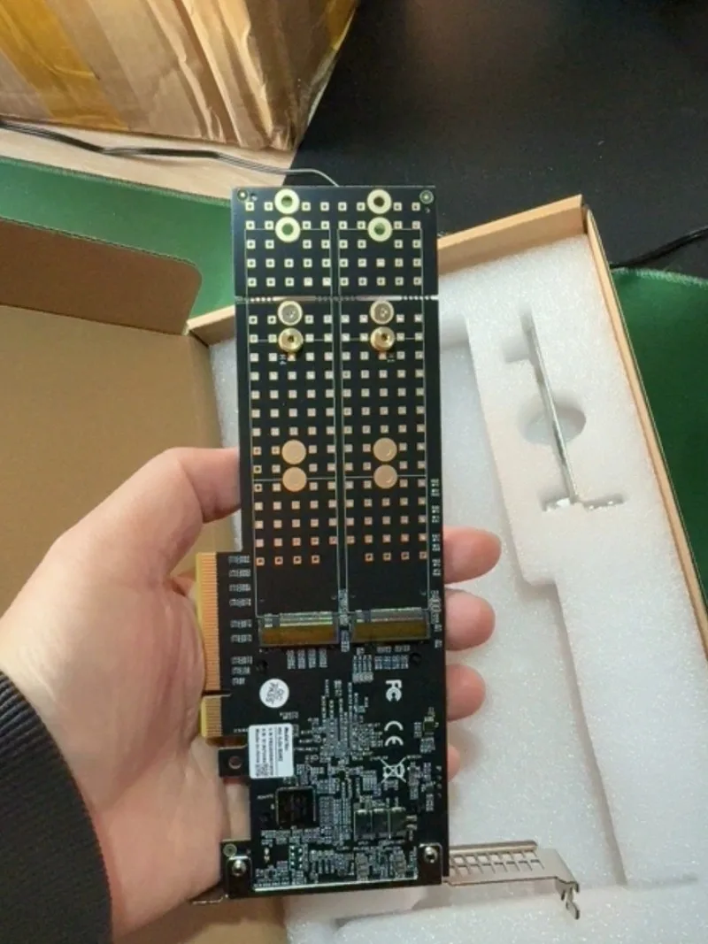 PLX8747 Chip 4 Disk M.2 PCIe Expansion Card Full Half Height Silent Operation Split Free