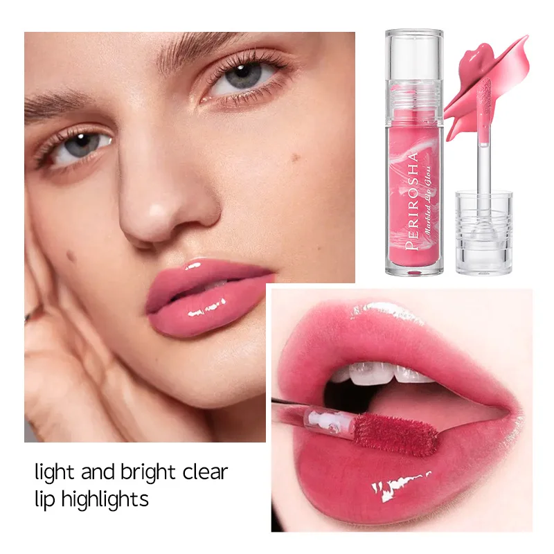 Lip Glaze Gotejamento Creme e Calor Maquiagem Batom Líquido, Amortecedor Hidratante, Lipgloss De Longa Duração, Espelho De Mármore