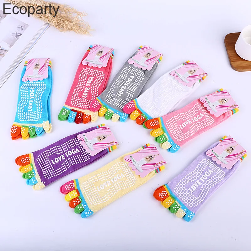 1 Pair Candy-colored Yoga Socks Rainbow Five-toe Split Non-slip Dance Socks Socks for Yoga Dancers